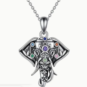 7 Chakra Elephant Pendant Necklace