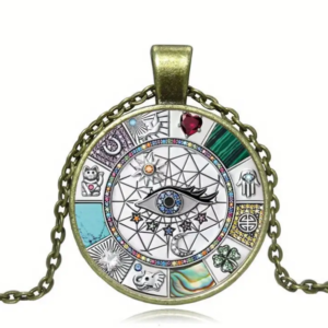 Eye Round Pendant Necklace, -Bronze