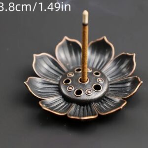 1pc, Lotus Flower Incense Stick Holder, Incense Burner - Black-3.8cm/1.49in